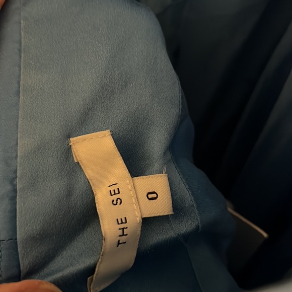 New - The Sei  Cross Wrap Halter Gown blue silk - Picture 14 of 16